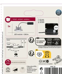 Spot encastré LED Calla orientable IP65 rond 90mm 30 5,2W 460lm 230V gradable 4000K Chrome mat