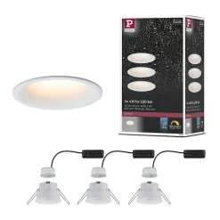 Spot encastré LED Cymbal Coin Kit de base IP44 rond 77mm Coin 3x6W 3x440lm 230V gradable Dim to warm Blanc dépoli
