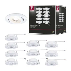 Spot encastré LED Kit de 10 orientable rond 82mm 70 10x4,8W 10x450lm 230V 3000K Blanc