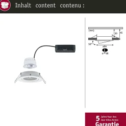 Spot encastré LED Nova Coin Luminaire individuel rond 84mm 50 2,8W 505lm 230V 4000K Blanc dépoli