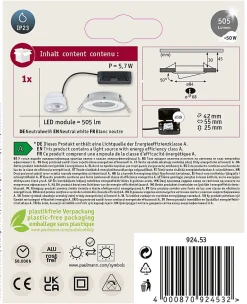 Spot encastré LED Nova Coin Luminaire individuel rond 84mm 50 2,8W 505lm 230V 4000K Blanc dépoli