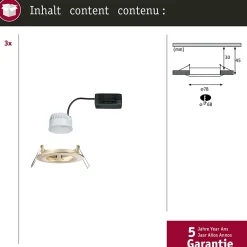 Spot encastré LED Nova Coin Kit de base fixe IP44 rond 78mm Coin 3x6W 3x470lm 230V 2700K Doré mat