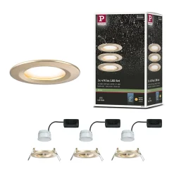 Spot encastré LED Nova Coin Kit de base fixe IP44 rond 78mm Coin 3x6W 3x470lm 230V 2700K Doré mat