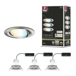 Spot encastré LED Nova Coin rond 84mm 50 Tunable White 3x6W 3x530lm 230V Acier brossé Aluminium