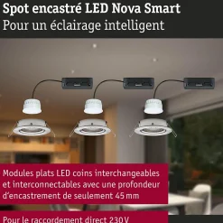 Spot encastré LED Nova Coin rond 84mm 50 Tunable White 3x6W 3x530lm 230V Acier brossé Aluminium