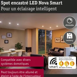 Spot encastré LED Nova Coin rond 84mm 50 Tunable White 3x6W 3x530lm 230V Acier brossé Aluminium