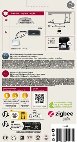 Spot encastré LED Nova Coin rond 84mm 50 Tunable White 3x6W 3x530lm 230V Acier brossé Aluminium