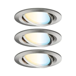 Spot encastré LED Nova Coin rond 84mm 50 Tunable White 3x6W 3x530lm 230V Acier brossé Aluminium