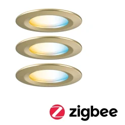 Spot encastré LED Nova Coin IP44 rond 78mm Tunable White 3x6W 3x530lm 230V Doré mat Aluminium