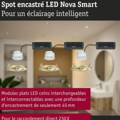 Spot encastré LED Nova Coin IP44 rond 78mm Tunable White 3x6W 3x530lm 230V Doré mat Aluminium