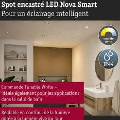 Spot encastré LED Nova Coin IP44 rond 78mm Tunable White 3x6W 3x530lm 230V Doré mat Aluminium