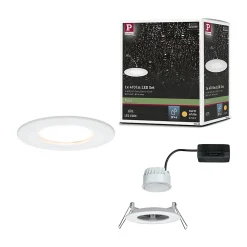 Spot encastré LED Nova Coin Luminaire individuel fixe IP44 rond 78mm Coin 6W 470lm 230V 2700K Blanc dépoli