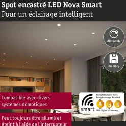 Spot encastré LED Nova Coin IP44 rond 78mm Tunable White 6W 530lm 230V Blanc dépoli Aluminium
