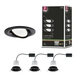 Spot encastré LED Nova Coin orientable rond 84mm 50 Coin 3x6W 3x470lm 230V gradable 2700K Noir mat