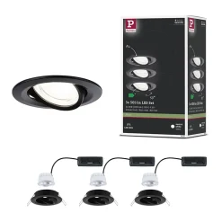 Spot encastré LED Nova Coin Kit de 3 rond 84mm 50 3x2,8W 3x505lm 230V 4000K Noir mat