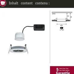 Spot encastré LED Nova Coin Luminaire individuel fixe IP44 rond 78mm Coin 6W 470lm 230V 2700K Alu tourné