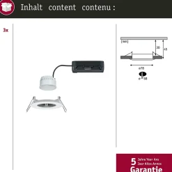 Spot encastré LED Nova Coin IP44 rond 78mm Tunable White 3x6W 3x530lm 230V Blanc dépoli Aluminium
