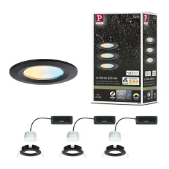 Spot encastré LED Nova Coin IP44 rond 78mm Tunable White 3x6W 3x530lm 230V Noir mat Aluminium