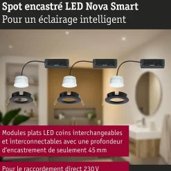 Spot encastré LED Nova Coin IP44 rond 78mm Tunable White 3x6W 3x530lm 230V Noir mat Aluminium