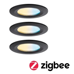 Spot encastré LED Nova Coin IP44 rond 78mm Tunable White 3x6W 3x530lm 230V Noir mat Aluminium