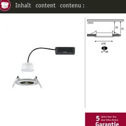 Spot encastré LED Nova Coin IP44 rond 78mm Tunable White 6W 530lm 230V Acier brossé Aluminium