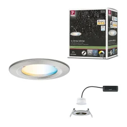 Spot encastré LED Nova Coin IP44 rond 78mm Tunable White 6W 530lm 230V Acier brossé Aluminium
