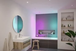 Spot encastré LED Nova Coin IP44 rond 78mm RGBW+ 3x6W 3x500lm 230V Acier brossé Aluminium