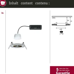 Spot encastré LED Nova Coin IP44 rond 78mm RGBW+ 3x6W 3x500lm 230V Acier brossé Aluminium