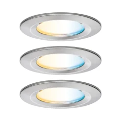 Spot encastré LED Nova Coin IP44 rond 78mm Tunable White 3x6W 3x530lm 230V Acier brossé Aluminium