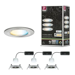 Spot encastré LED Nova Coin IP44 rond 78mm Tunable White 3x6W 3x530lm 230V Acier brossé Aluminium