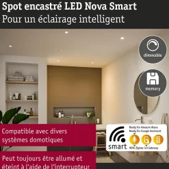 Spot encastré LED Nova Coin IP44 rond 78mm RGBW+ 3x6W 3x500lm 230V Blanc dépoli Aluminium