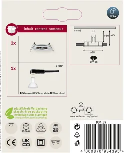 Spot encastré LED Nova fixe IP44 rond 78mm GU10 6,5W 460lm 230V 2700K Acier brossé