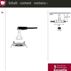 Spot encastré LED Nova Kit de base fixe IP44 rond 78mm GU10 3x6,5W 3x460lm 230V 2700K Acier brossé
