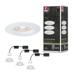 Spot encastré LED Nova Mini Coin Kit de base fixe IP44 rond 65mm Coin 3x4W 3x310lm 230V 2700K Blanc dépoli