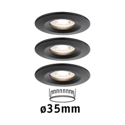 Spot encastré LED Nova Mini Coin Kit de base fixe IP44 rond 66mm Coin 3x4W 3x310lm 230V 2700K Noir mat