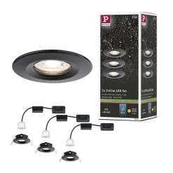 Spot encastré LED Nova Mini Coin Kit de base fixe IP44 rond 66mm Coin 3x4W 3x310lm 230V 2700K Noir mat