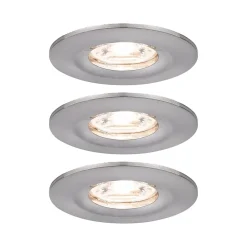 Spot encastré LED Nova Mini Coin Kit de base fixe IP44 rond 65mm Coin 3x4W 3x310lm 230V 2700K Acier brossé
