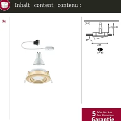Spot encastré LED Nova Plus Kit de 3 IP65 rond 93mm 30 GU10 3x6W 3x460lm 230V gradable 2700K Doré mat