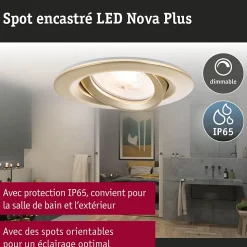 Spot encastré LED Nova Plus Kit de 3 IP65 rond 93mm 30 GU10 3x6W 3x460lm 230V gradable 2700K Doré mat