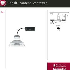 Spot encastré LED Nova Plus Coin Kit de base orientable carré 84x84mm 50 Coin 3x6W 3x470lm 230V gradable 2700K Blanc dépoli