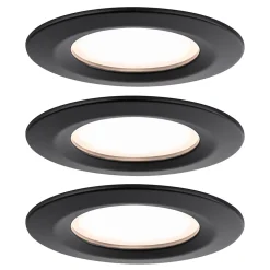 Spot encastré LED Nova Plus Coin Kit de base fixe IP44 rond 78mm Coin 3x6W 3x470lm 230V gradable 2700K Noir mat