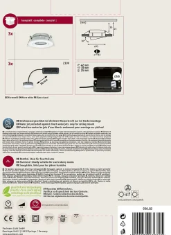 Spot encastré LED Nova Plus Coin Kit de base orientable IP65 rond 93mm 30 Coin 3x6W 3x470lm 230V gradable 2700K Blanc dépoli