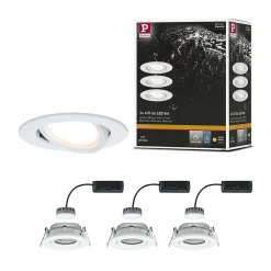 Spot encastré LED Nova Plus Coin Kit de base orientable IP65 rond 93mm 30 Coin 3x6W 3x470lm 230V gradable 2700K Blanc dépoli