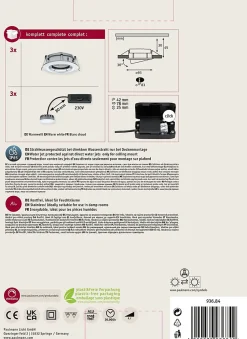 Spot encastré LED Nova Plus Coin Kit de base orientable IP65 rond 93mm 30 Coin 3x6W 3x470lm 230V gradable 2700K Chrome