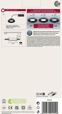 Spot encastré LED Sormus Kit de 3 IP65 rond 100mm 3x4,8W / 1,5W 3x300lm 230V 3000K Noir