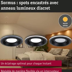 Spot encastré LED Sormus Kit de 3 IP65 rond 100mm 3x4,8W / 1,5W 3x300lm 230V 3000K Noir