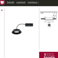 Spot encastré LED Sormus Kit de 3 IP65 rond 100mm 3x4,8W / 1,5W 3x300lm 230V 3000K Noir