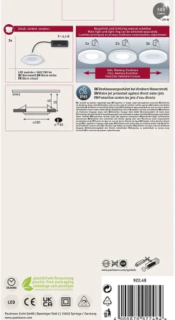 Spot encastré LED Sormus Kit de 3 IP65 rond 100mm 3x4,8W / 1,5W 3x300lm 230V 3000K Blanc