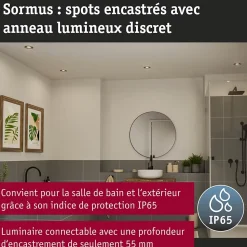 Spot encastré LED Sormus Luminaire individuel IP65 rond 100mm 4,8W / 1,5W 300lm 230V 3000K Noir
