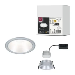 Spot encastré LED 3-Step-Dim Cole Coin Kit de 1 IP44 rond 88mm Coin 6W 470lm 230V gradable 2700K Argent mat